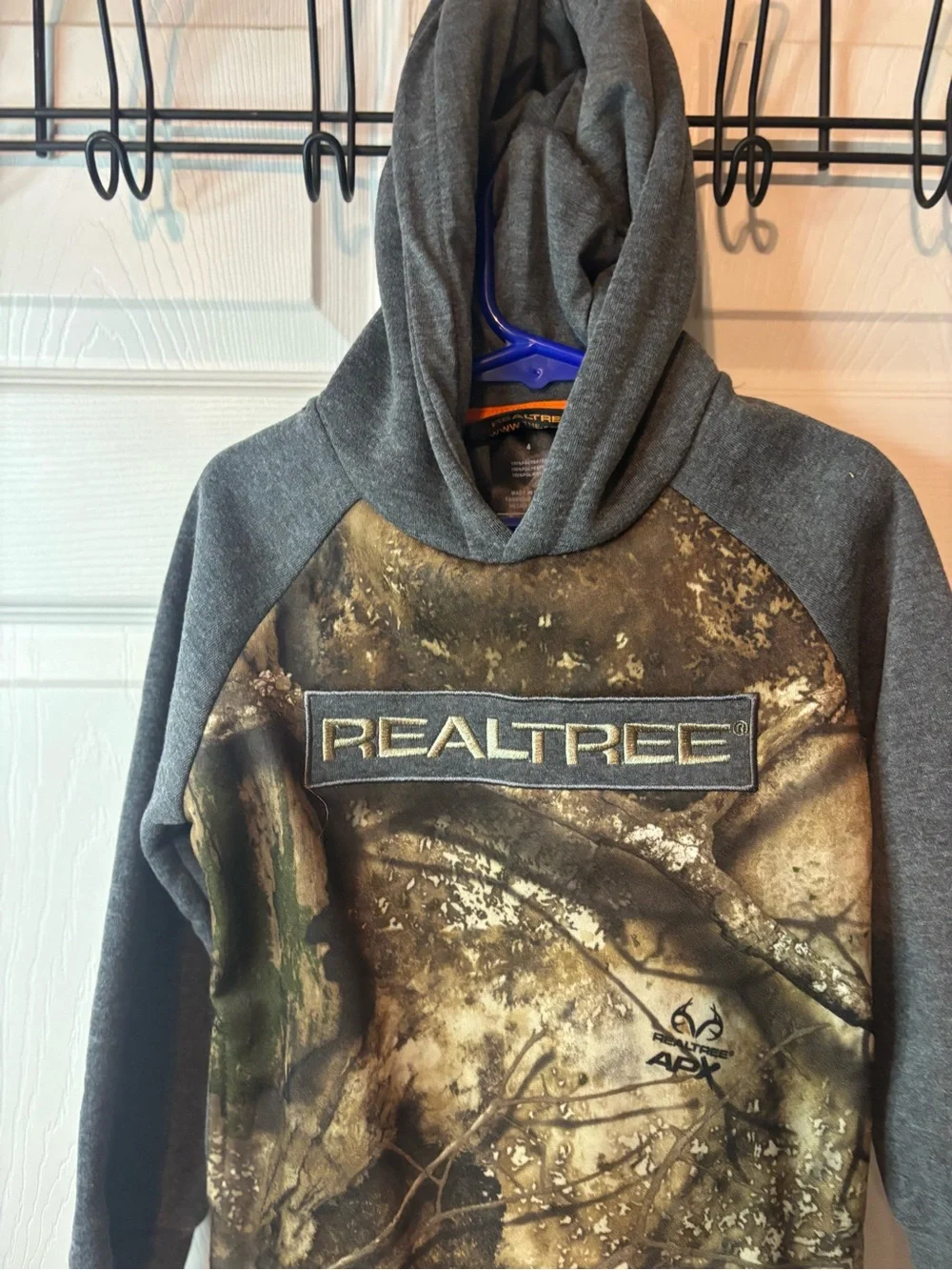 Realtree Kids Hoodie in Camo and Dark Gray